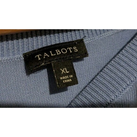 Talbots Sweater Women Medium Blue Striped Bumble Bee Crewneck Pullover XL - Picture 5 of 5